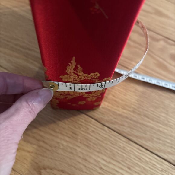 Amanda Smith Red Evening Purse Gold Flower Embroidery With Snap & Shoulder Strap - Picture 11 of 13